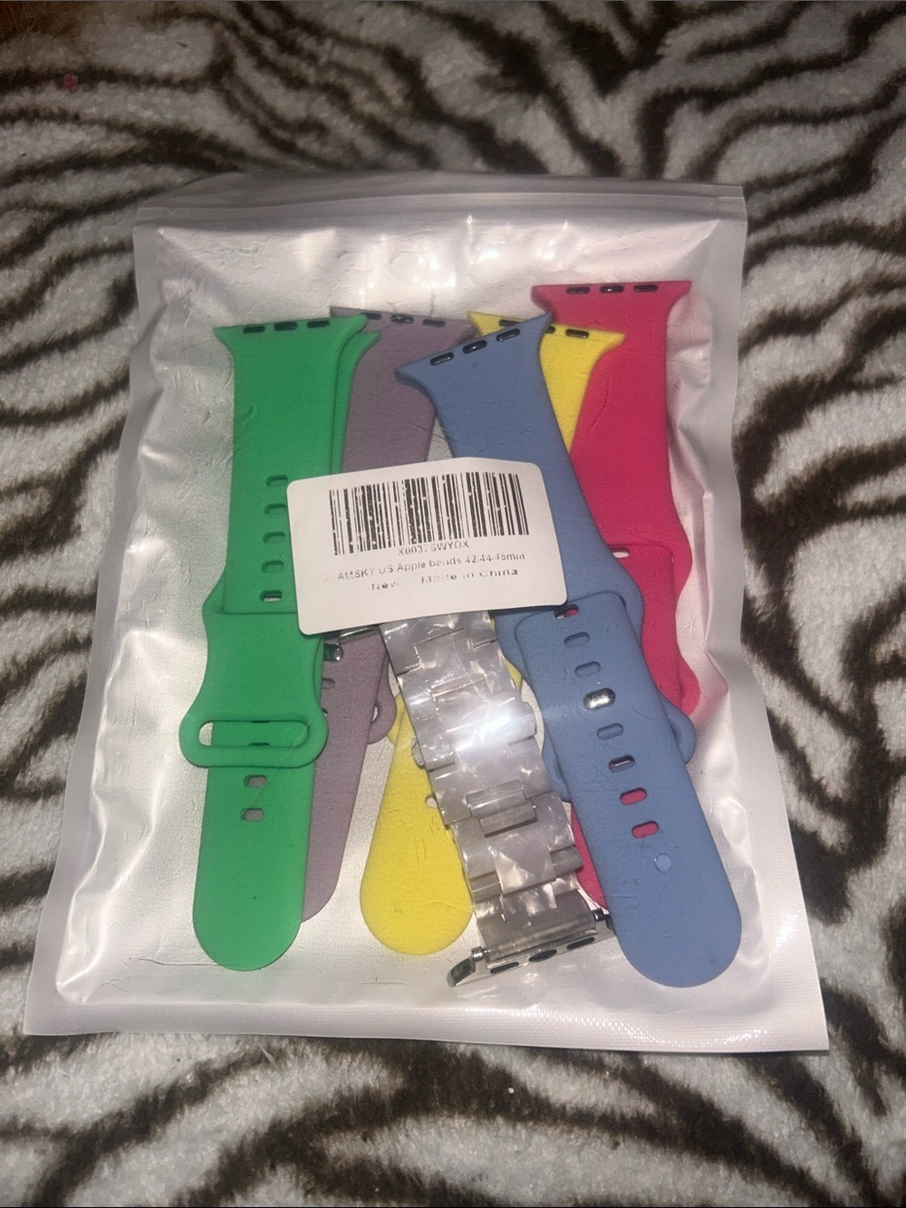 5 Colorful Silicone Apple Watch Strap Bundle - Green, Blue, Pink, Yellow, Purple